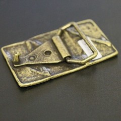 Rectangular Zig Zag Belt Buckle Antique Brass Industrial Style Masculine