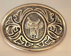 VINTAGE Avon Horse Saddle Western Belt Buckle 80s