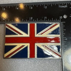 British Flag Belt Buckle Metal Pewter Tone Made Mexico Reissue