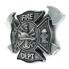 Firefighter Men&rsquo;s Belt Buckle Antique Silver Tone Fits 1.5&Prime; Belts Maltese Cross