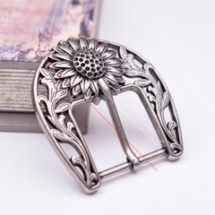 Western Cowboy Sun Flower Single Prong Wide Pin Belt Buckle Replacement fit 38mm