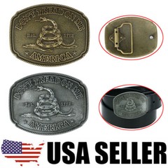 1/2PCS American Don&rsquo;t Tread On Me Snake Belt Buckle Antique Bronze Tone Silver