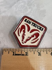 Vintage Ram Trucks Red And White Belt Buckle With Ram Logo Metal Pentagon Shape