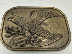 Belt Buckle Metal American Eagle Holding Arrows & A Olive Branch Shield 20892