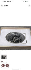 VIintage Halliburton Services Belt Buckle Mens Silver 1916 FWD Truck Pumper 80s