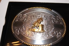 Crumrine Trophy Buckle Oval Barrell Racer 4 Ribbons Belt Buckle 38594