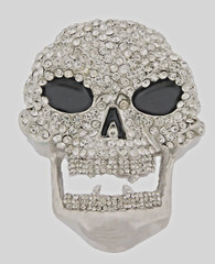 Skull Belt Buckles Men Women Rhinestones Skeleton Vintage Silver Metal Pirate
