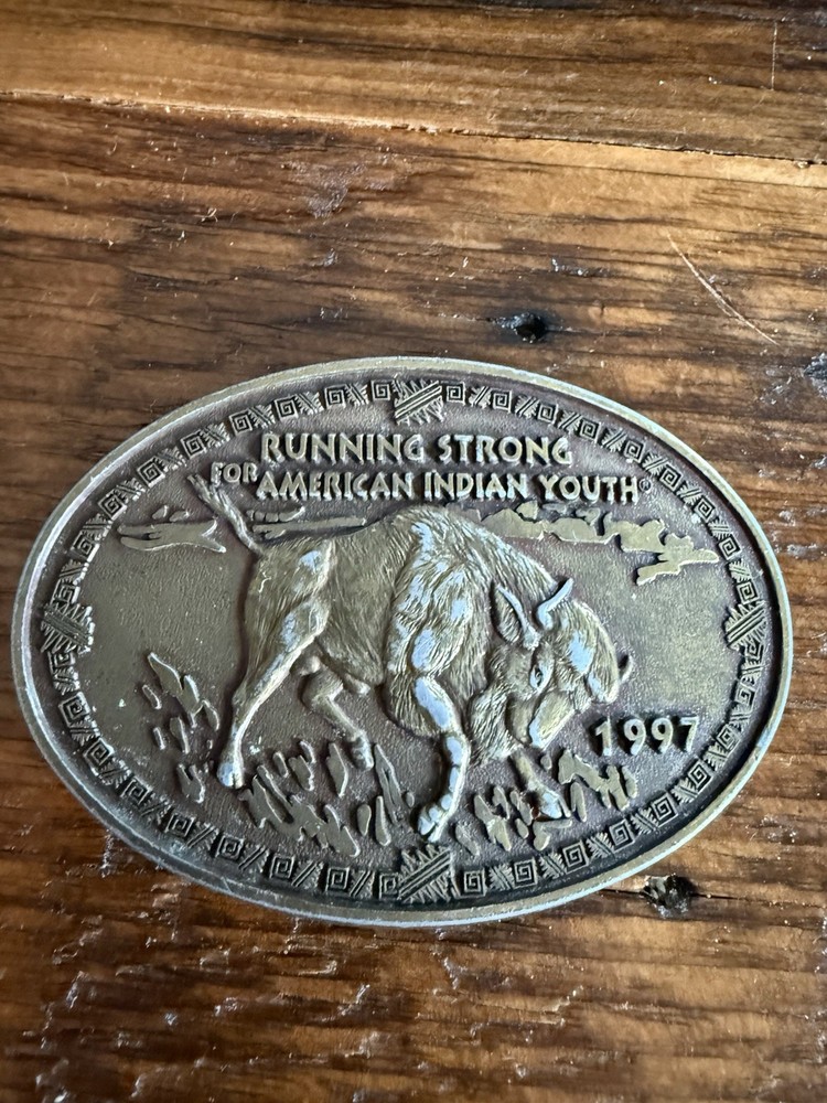 1997 Running Strong For American Indian Youth Belt Buckle Buffalo