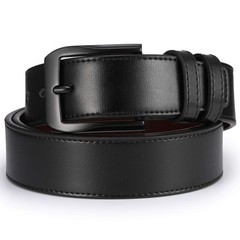 beltox fine Men’s Casual Leather Jeans 42-44, Black Belt With Buckle
