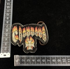 Vintage belt buckle embroidered “Choppers” Maltese cross with fire lettering