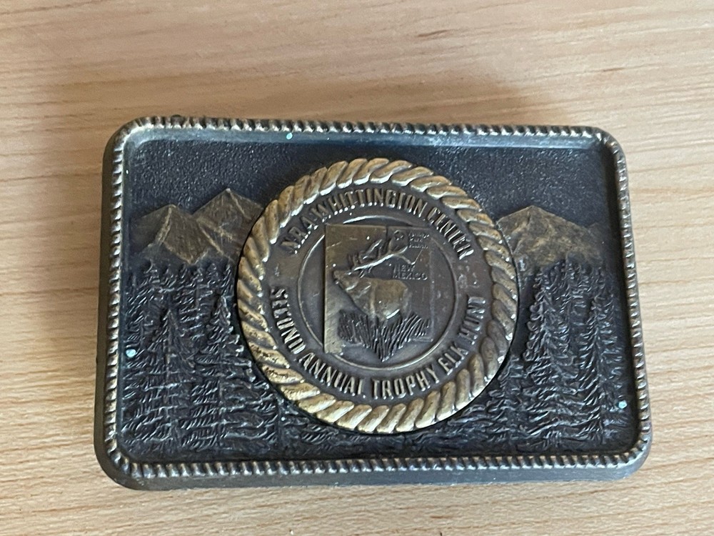 Vintage NRA National Rifle Assoc Whittington Center 2nd Elk Hunt NOS Belt Buckle