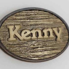 Vintage Oden Name Kenny Belt Buckle fits 1&Prime; Wide Belt Metal Textured Brass Tone