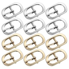 12Pcs 0.6&Prime; Single Prong Metal Roller Pin Belt Buckles Silver/Light Gold