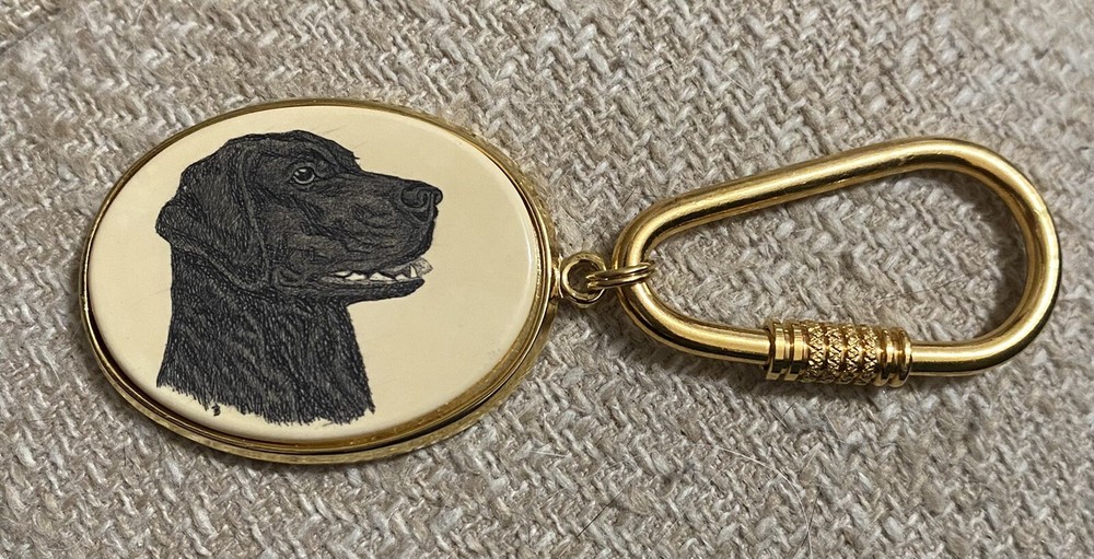 NWOT Barlow Goldtone Lab Labrador Dog Keyring