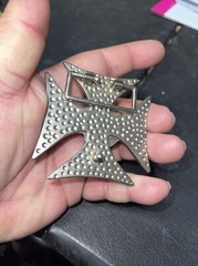 Black Iron Cross Skull Biker Belt Buckle