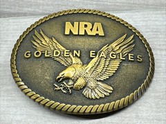 NRA Golden Eagles Belt Buckle National Rifle Association Bronze Color NEW IN BOX