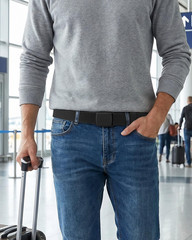 CHAOREN Nickel Free Web Belt Men – TSA 57&Prime; (Fits Up to 50&Prime; Waist), Black