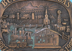 VTG 80s Burdick Kansas 1987 Centennial Commemorative Western Belt Buckle