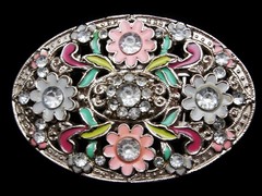 MF03116 GREAT **CRYSTAL COVERED FLORAL DESIGN** ART/FASHION BELT BUCKLE
