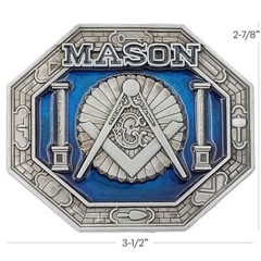 MASON Stone Crafters Belt Buckle Masonic symbols compass Blue Templar