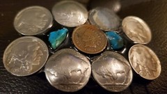 BUFFALO NICKEL COIN BELT BUCKLE WITH TURQUOISE Make Offer