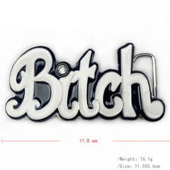 White Belt Buckle METAL BITCH Flat Rings Western Denim Belt Buckle Pewter Finish