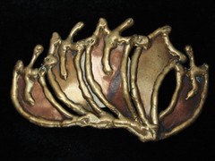 QK11156 *NOS* REALLY COOL **ABSTRACT ARTWORK** SOLID BRASS BELT BUCKLE