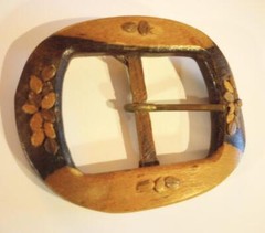 Vintage Hand Carved Wood Belt Buckle Fits 1-1/2&Prime; Belt Unisex Hippie Dude Chick