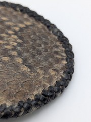 Vintage Snakeskin Belt Buckle Exotic Leather Braided Edge Western Oval