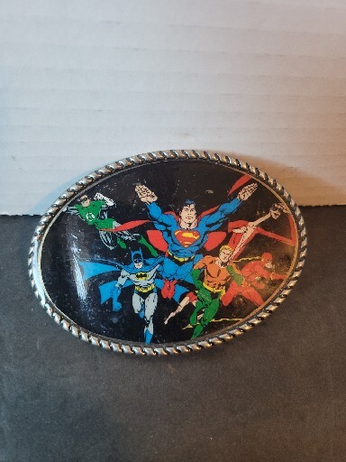 JLA Justice League Of America Belt Buckle Superman Batman Flash Plastic Man, Etc