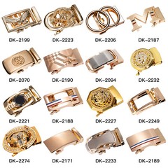 Formal Mens Belts Automatic Gold Buckles Black Leather Ratchet Work Belt Straps