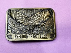 Freedom is Not Free Flying Eagle Stars Stripes Patriot 2014 Sponsor Belt Buckle