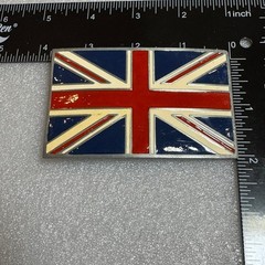 British Flag Belt Buckle Metal Pewter Tone Made Mexico Reissue