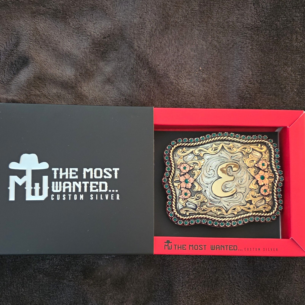 The Most Wanted Custom Silver Western Floral Monogram Belt Buckle