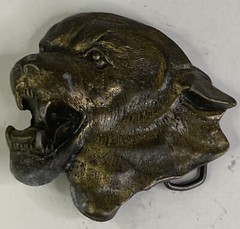 Vintage 1970’s MBCI Mountain Lion’s Head Brasstone Belt Buckle