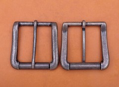 40mm Vintage Silver Two-Tone Heavy Square Roller Single Prong Pin Belt Buckle