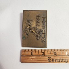Mens Vintage Belt Buckle Mining JEFFREY 1028 3D Graphic 80’s Collectible