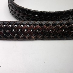 Brighton 94603 Dark Brown Braided Woven Leather Belt Silver Buckle 38