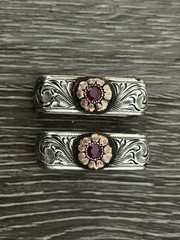 Clint Orms 14k Gold + Ruby belt buckle Set
