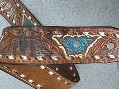 The Great American Buckle Co ENAMEL EAGLE 1243 Belt Buckle W/ Belt USA VTG 1983