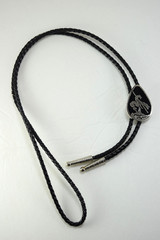 Silver and Black Metal Bolo with End of the Trail Slide Made in USA