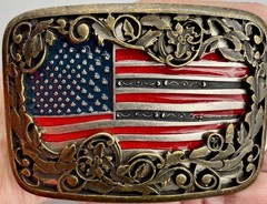 Cody James Belt Buckle Men&rsquo;s American Flag Patriotic Western USA 3.75”x2.75”