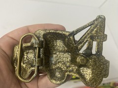 1970s Brass Wrecker Tow Truck Belt Buckle Vintage Vehicle Equipment