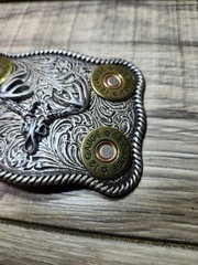 Nocona Whitetail Buck Skull Shotgun Shells Rectangular Belt Buckle 37526