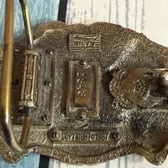 Vintage 1987 Great American Pewter Belt Buckle Eagle & Flag North Carolina – 002