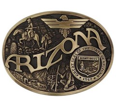 Montana Silversmiths Arizona State Heritage Attitude Belt Buckle Brass Oval