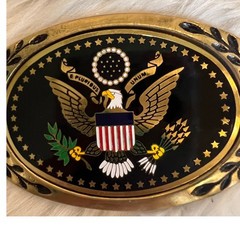 Heritage Buckles Solid Brass Great Seal US Eagle Belt Buckle Patriotic Enamel