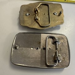 2 Vintage Gemstone Belt Buckles Polished Stone Inlay Western