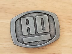 Vintage RO Belt Buckle Silver Pewter Look