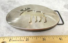 Alaska Hand Made Stainless Steel Moose shape Belt Buckle, 1.5 inch belt size